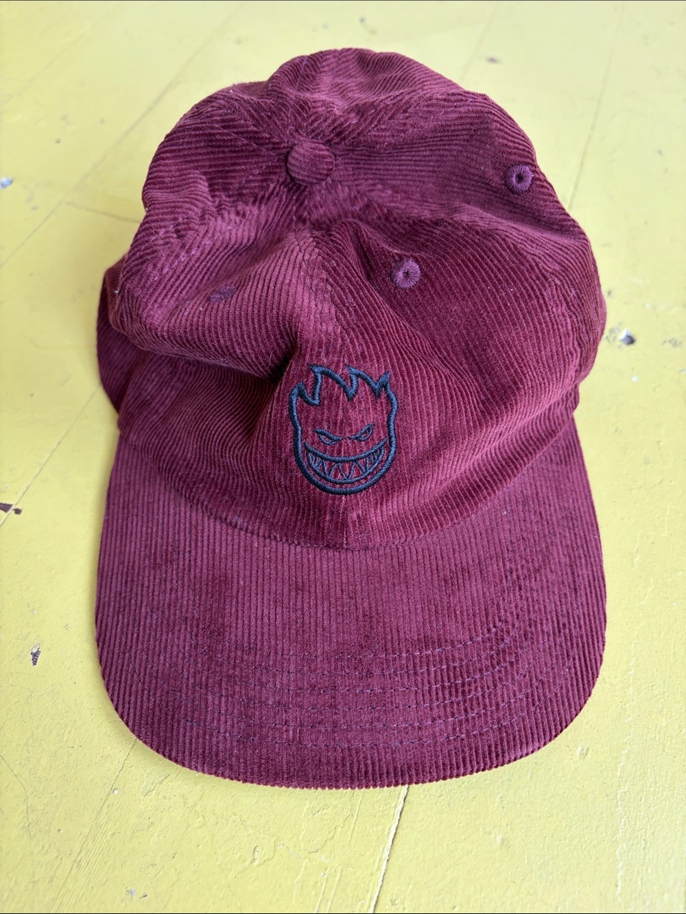 Spitfire Kids Corduroy Cap in Maroon with Black Flame Logo